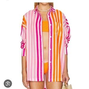 Beach Riot Pink and Orange Striped coverup